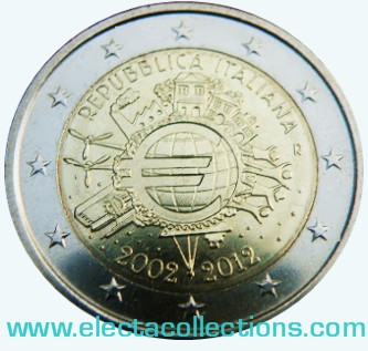 Ιταλία – 2 Ευρώ, 10 χρόνια νομισμάτων Ευρώ, 2012